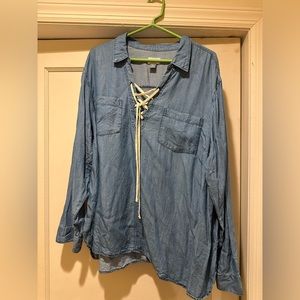 Old Navy Lace Front Denim Shirt